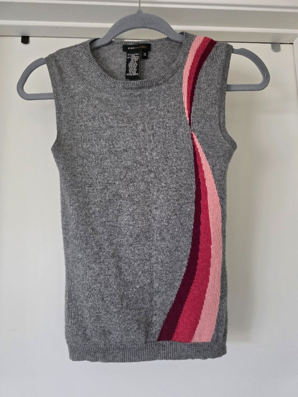 BCBGMAXAZRIA Silk Cashmere Sweater Lightweight Sleeveless Gray Women Size XS Y2K